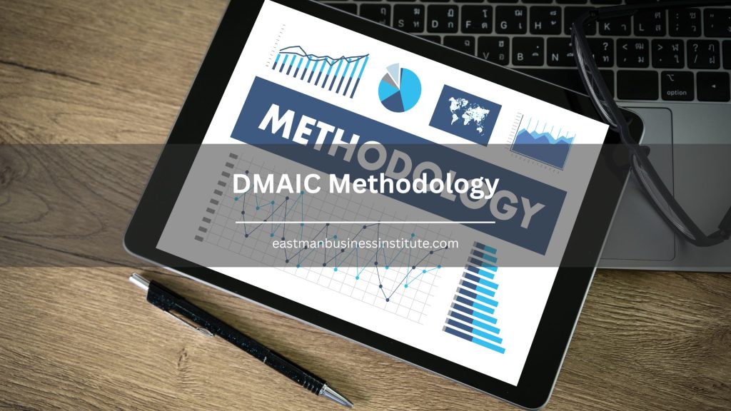 Tablet displaying charts and analytics representing the DMAIC Methodology for data-driven process improvement.