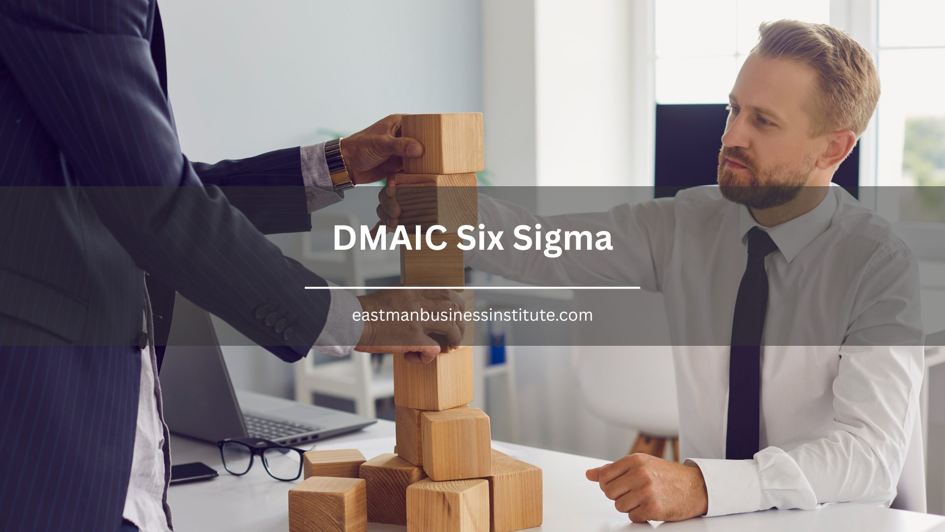 Business professionals building a process improvement strategy with the DMAIC Six Sigma methodology to reduce defects and improve operational efficiency.