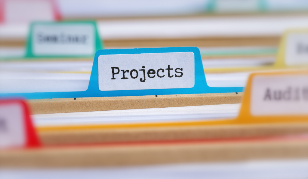 Organized project files representing documentation, planning, and project management activities within a Lean Project Charter.