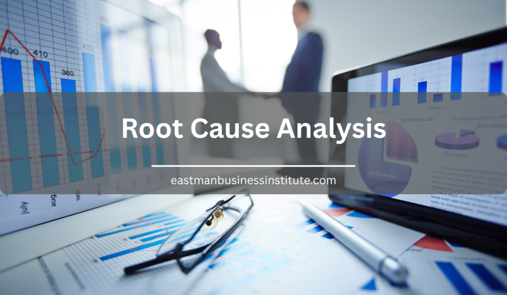 Business analytics charts and computer dashboards illustrating data-driven root cause analysis for identifying underlying problems.