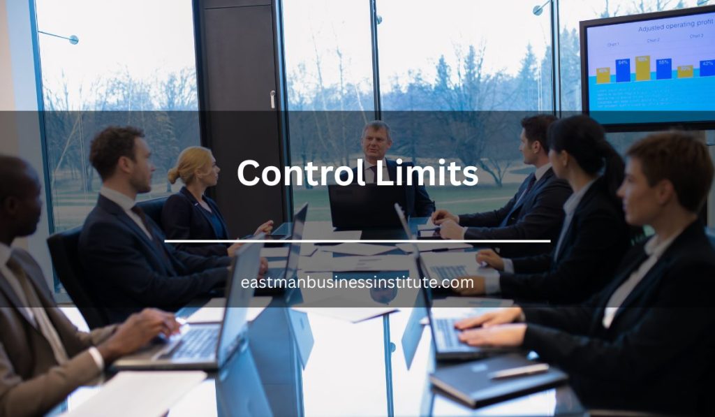 Executive meeting reviewing performance charts and discussing control limits to improve process stability and decision-making.