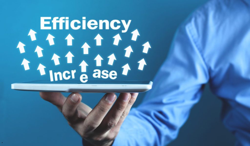 Digital illustration representing increased efficiency achieved through effective process improvement steps and continuous improvement.