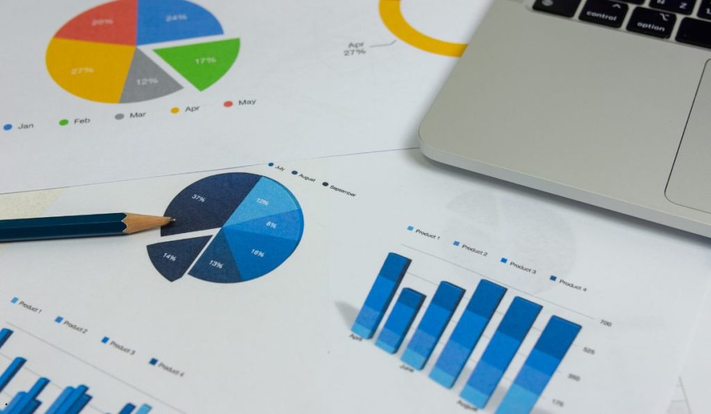 Statistical charts and pie graphs illustrating ANOVA meaning and data comparison across multiple categories.