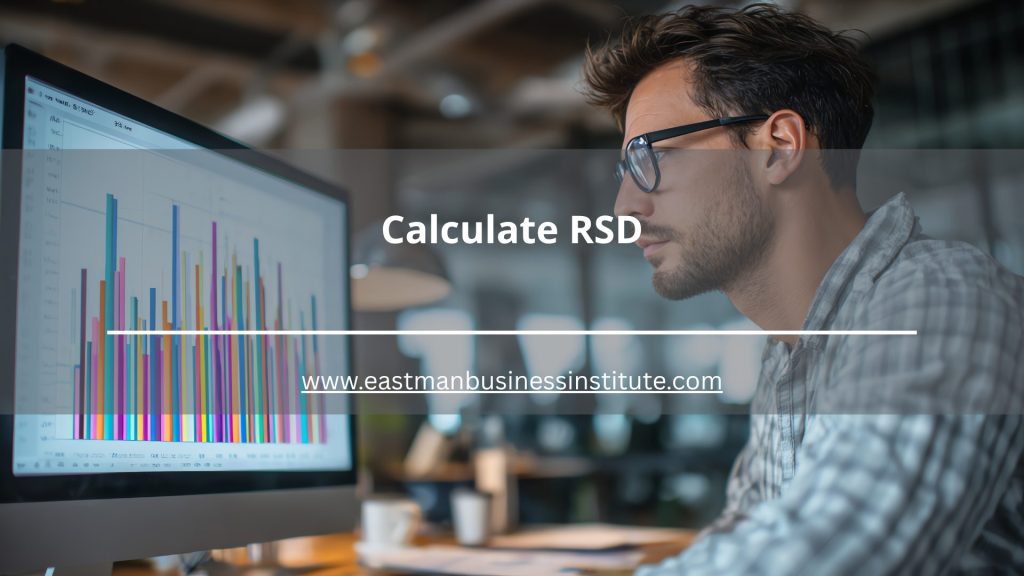 Calculate RSD statistical analysis on a computer dashboard with graphical data visualization and relative standard deviation metrics.