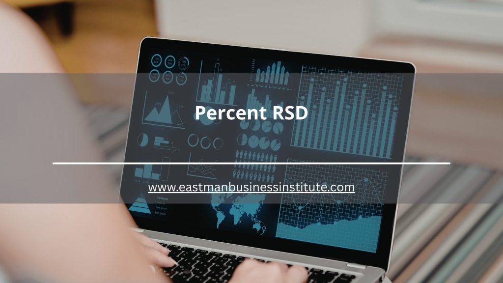 Percent RSD dashboard on a laptop screen showing analytical charts and visualizations used to calculate relative standard deviation percentages.
