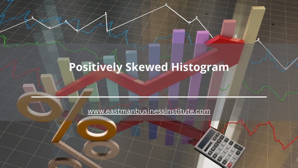 Positively Skewed Histogram graphic highlighting statistical distribution analysis, right-tailed data patterns, and measures of skewness in quantitative research.