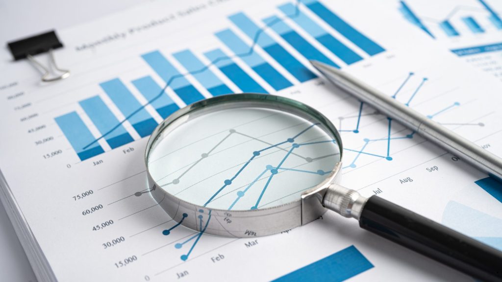 Root cause analysis tool examining performance charts and trend data to identify underlying issues and support data-driven problem solving.