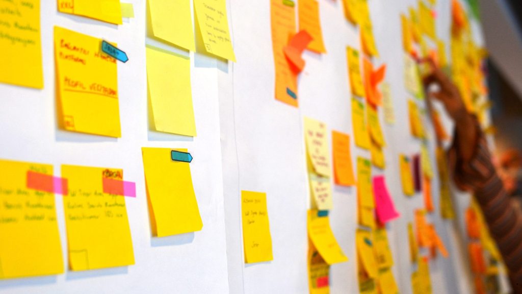 Six Sigma Model visual management board using task tracking and process improvement techniques to support project execution.