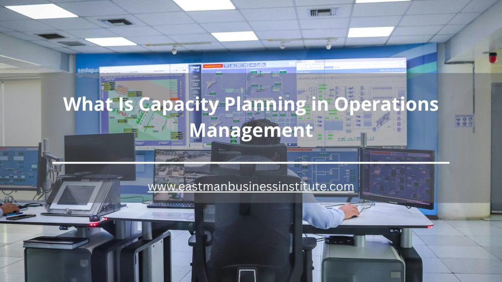 Control room displaying production systems and monitoring dashboards used for capacity planning in operations management.