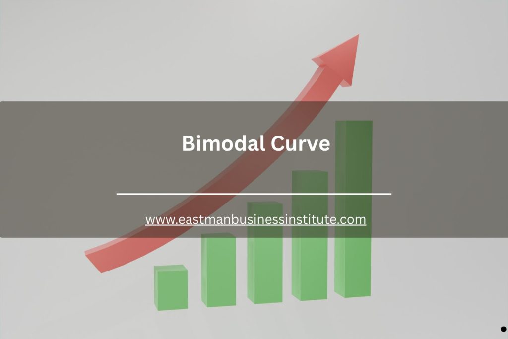 Bimodal curve concept illustration showing statistical growth patterns, distribution analysis, and upward trend visualization.