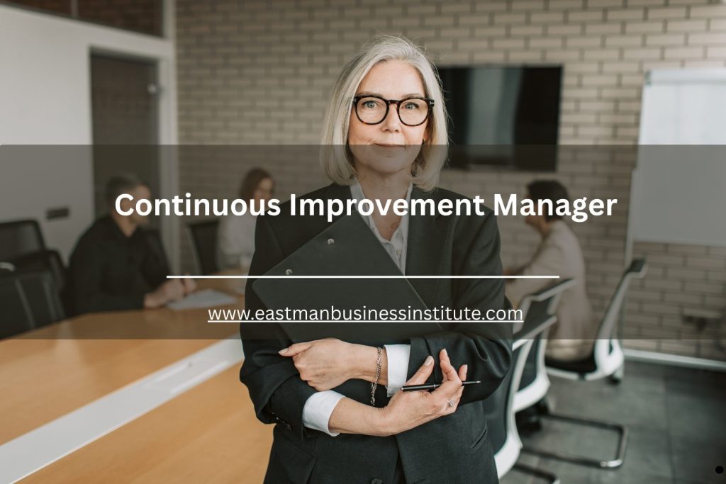 Professional continuous improvement manager overseeing organizational performance improvement and operational excellence training.