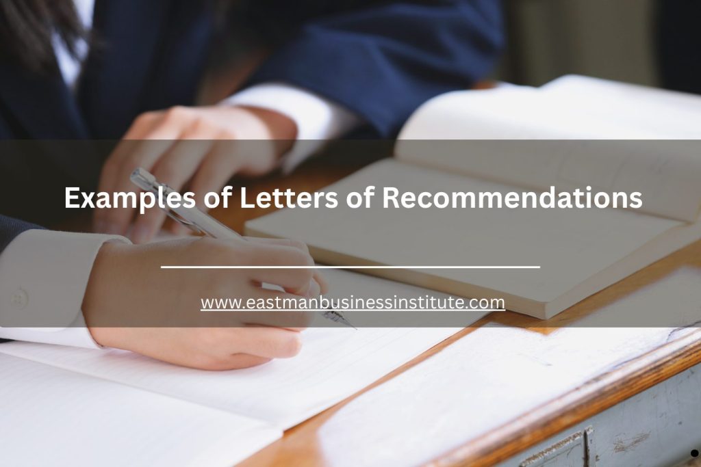 Professional writing session demonstrating examples of letters of recommendations for academic, career, and business purposes.