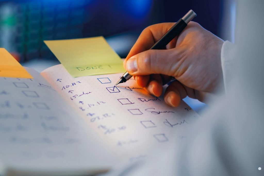 Lean Six Sigma checklist and task tracking process showing workflow organization and productivity management.