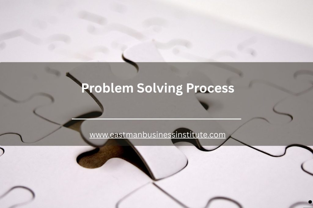 Problem solving process promotional banner featuring interconnected puzzle pieces symbolizing strategic solutions and critical thinking.