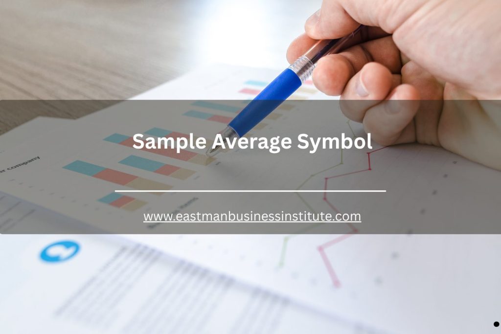 Close-up of a pen pointing at business graphs illustrating the sample average symbol and statistical reporting.