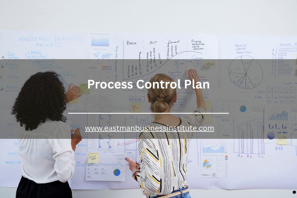 Process Control Plan presentation with marketing analytics charts and team collaboration on workflow strategy